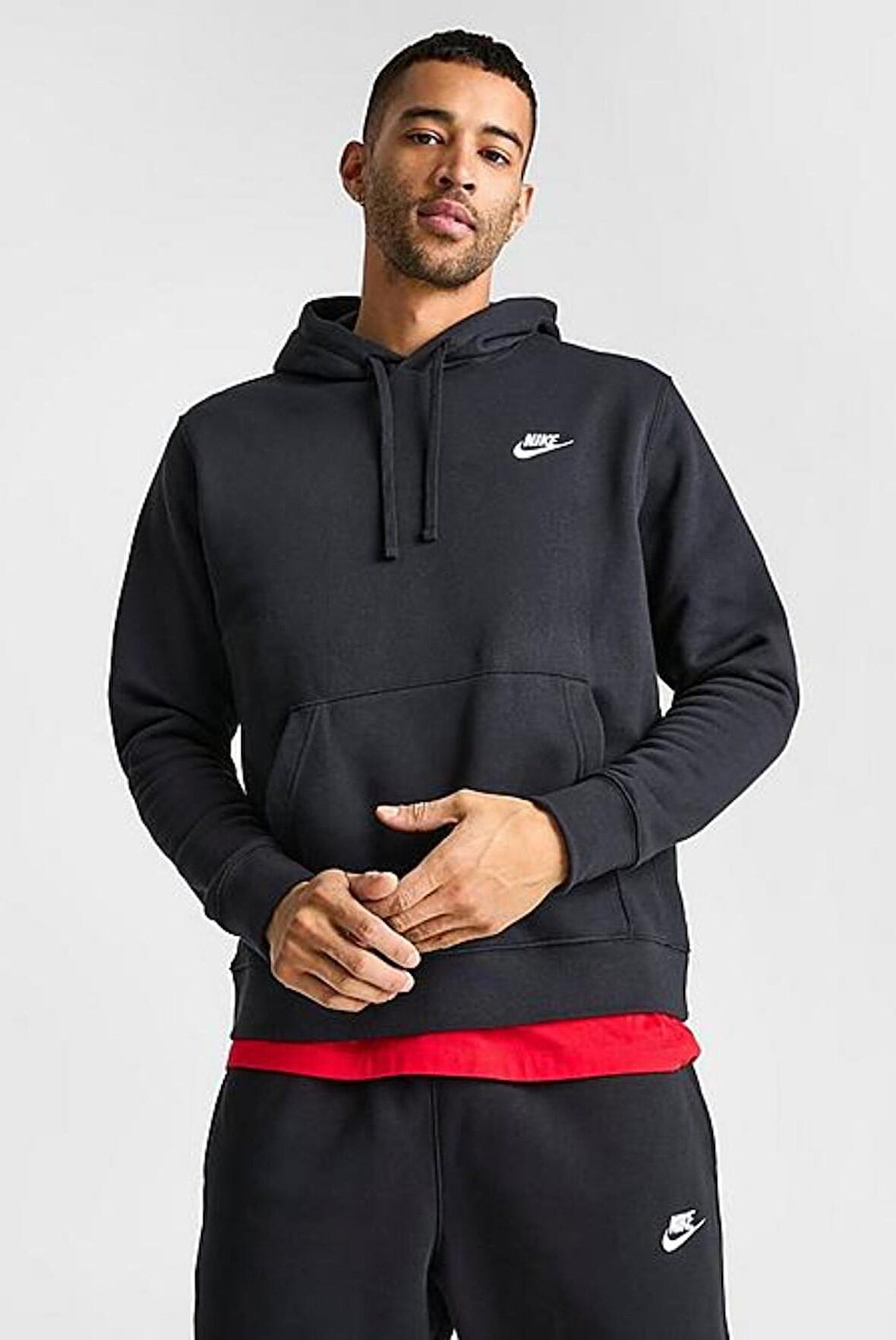 Nike Nsw Clup Hoodie Pull-Over Erkek Siyah Spor Sweatshrit