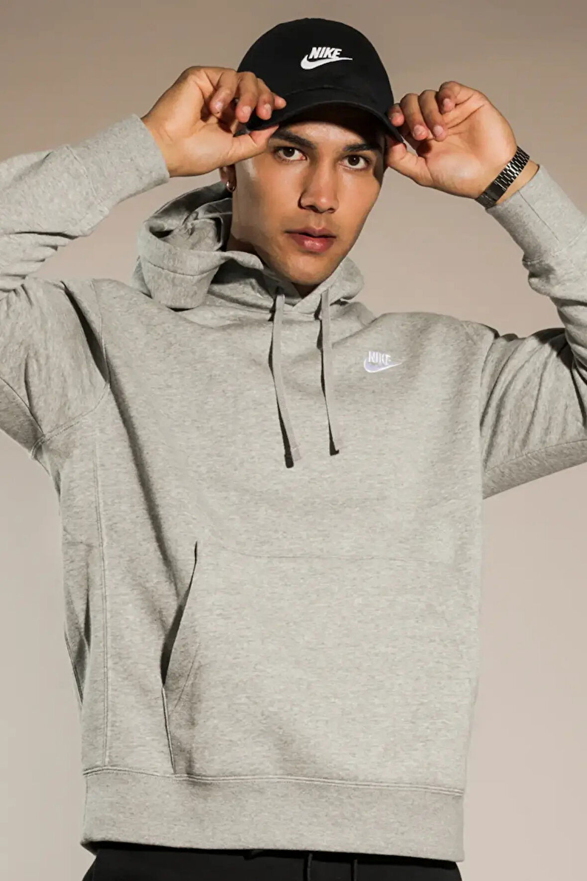 Nike Nsw Clup Hoodie Pull-Over Erkek Gri Spor Sweatshrit