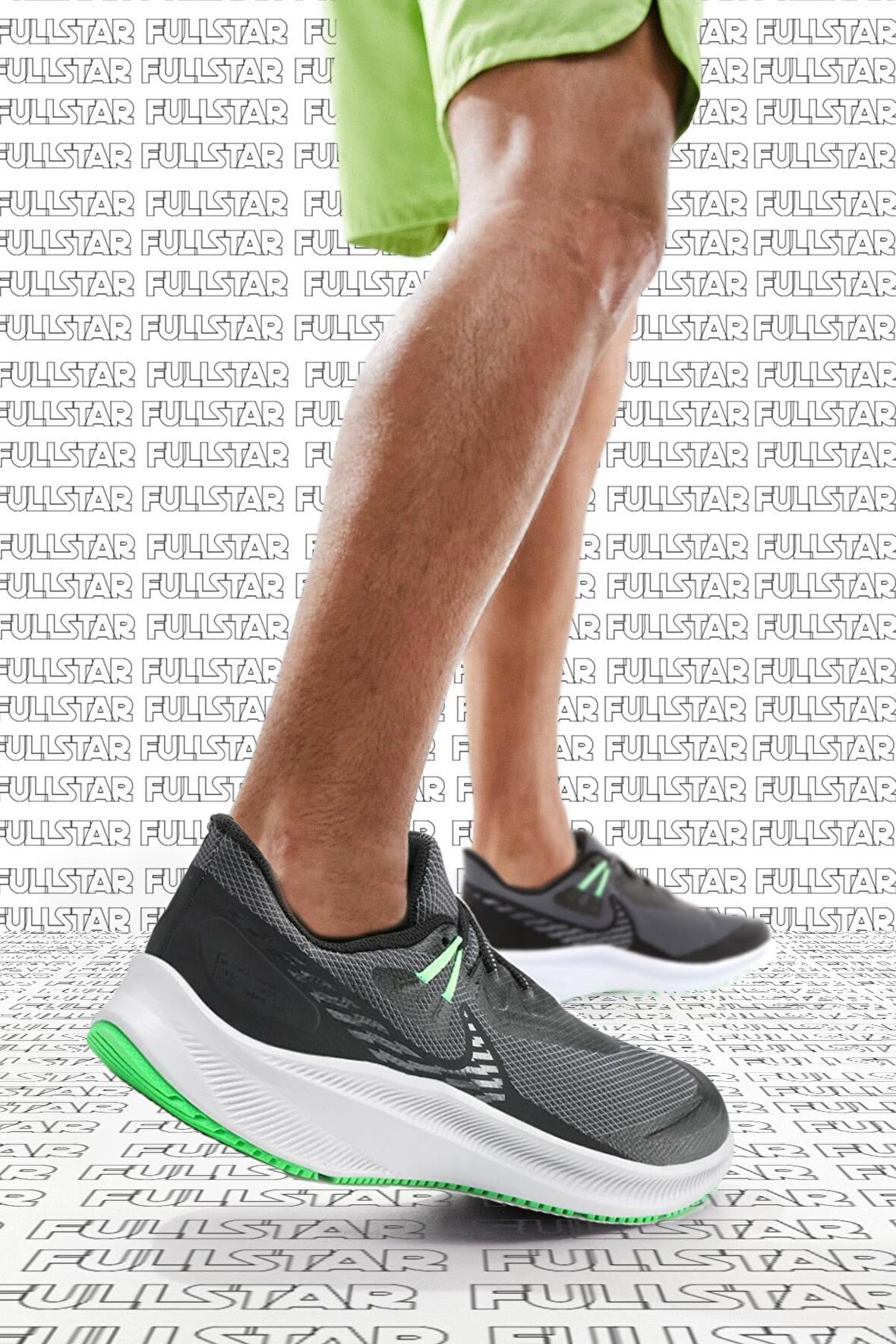 Nike Quest 3 Shield Walk Run Shoes Water Rpll. Reflektörlü Yürüyüş Koşu Ayakkabısı Siyah Yeşil