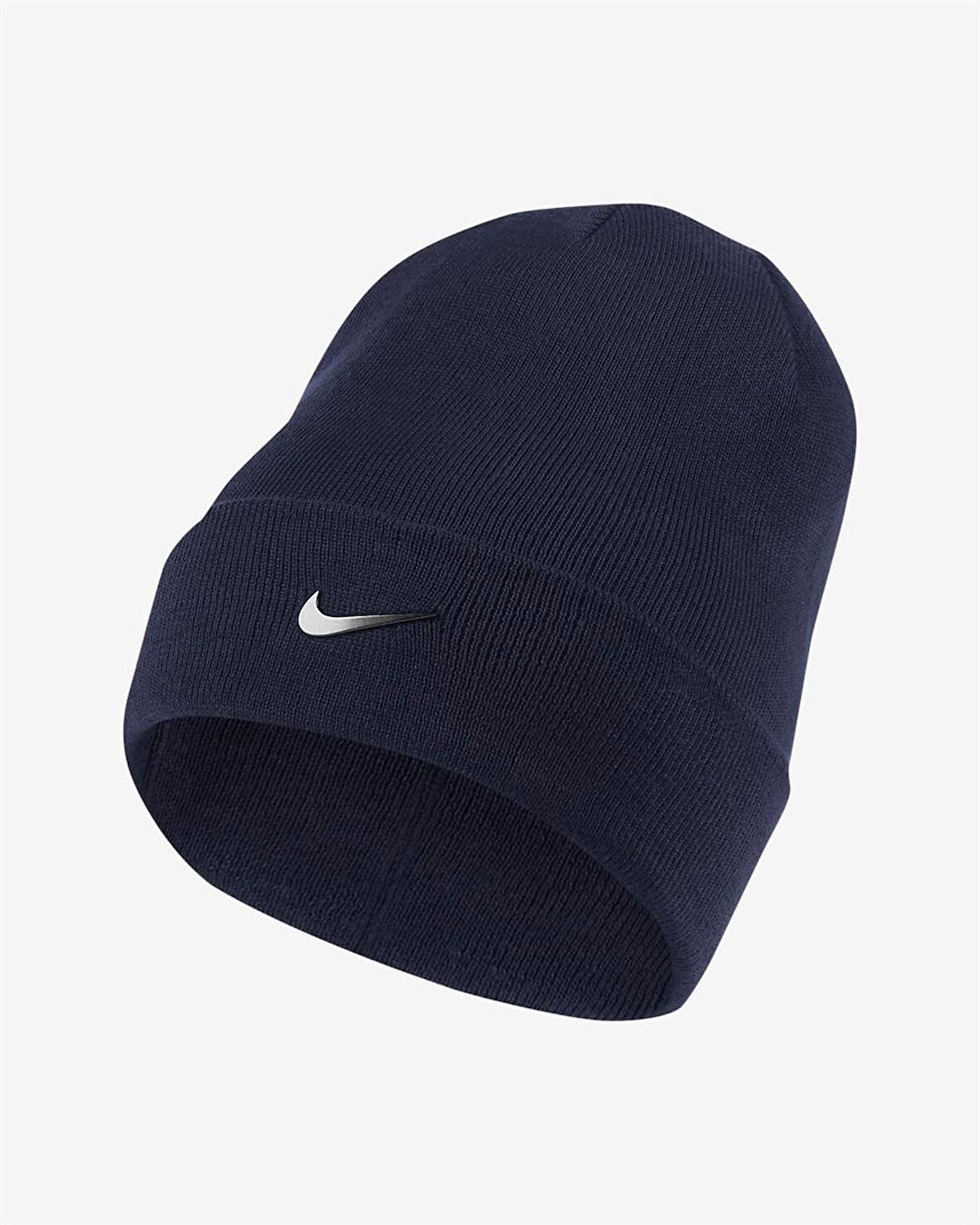 Nike CW6324-011 Air Metalic Swoosh Cuffed Beanie Erkek Siyah Spor Bere