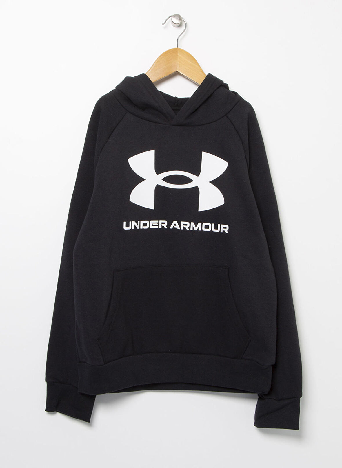 Under Armour Siyah Erkek Çocuk Kapüşonlu Uzun Kollu Bol Kesim Düz Sweatshirt 1357585-001 UA RIVAL FLEECE HOODIE