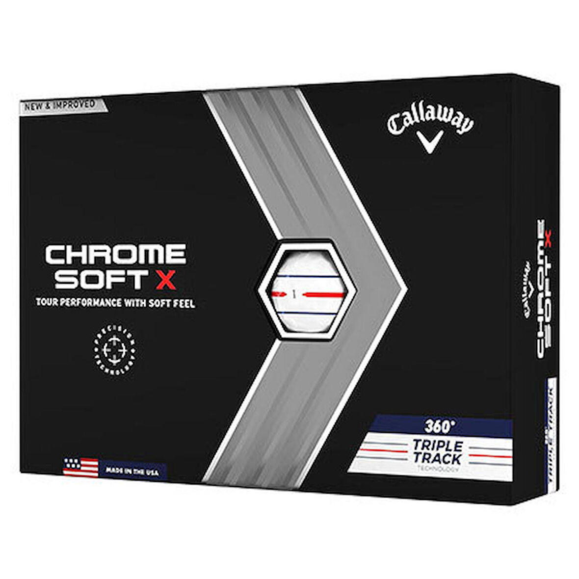 Callaway BL Chrome Soft 22 360 TRPLTRK BLK - Üçlü Golf Topu Beyaz Renk