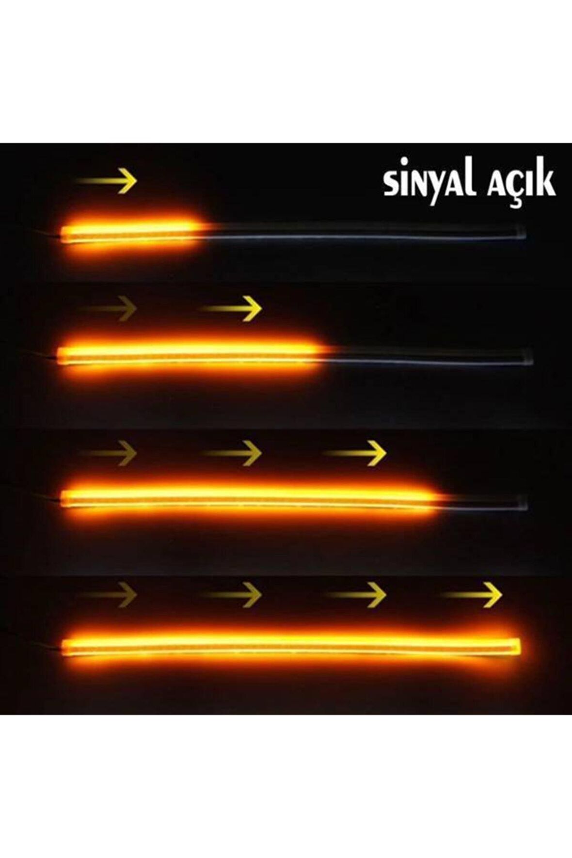 Kayar Sinyalli Led Gündüz Farı Şerit Lamba 60cm Far Üstü Kayar Led