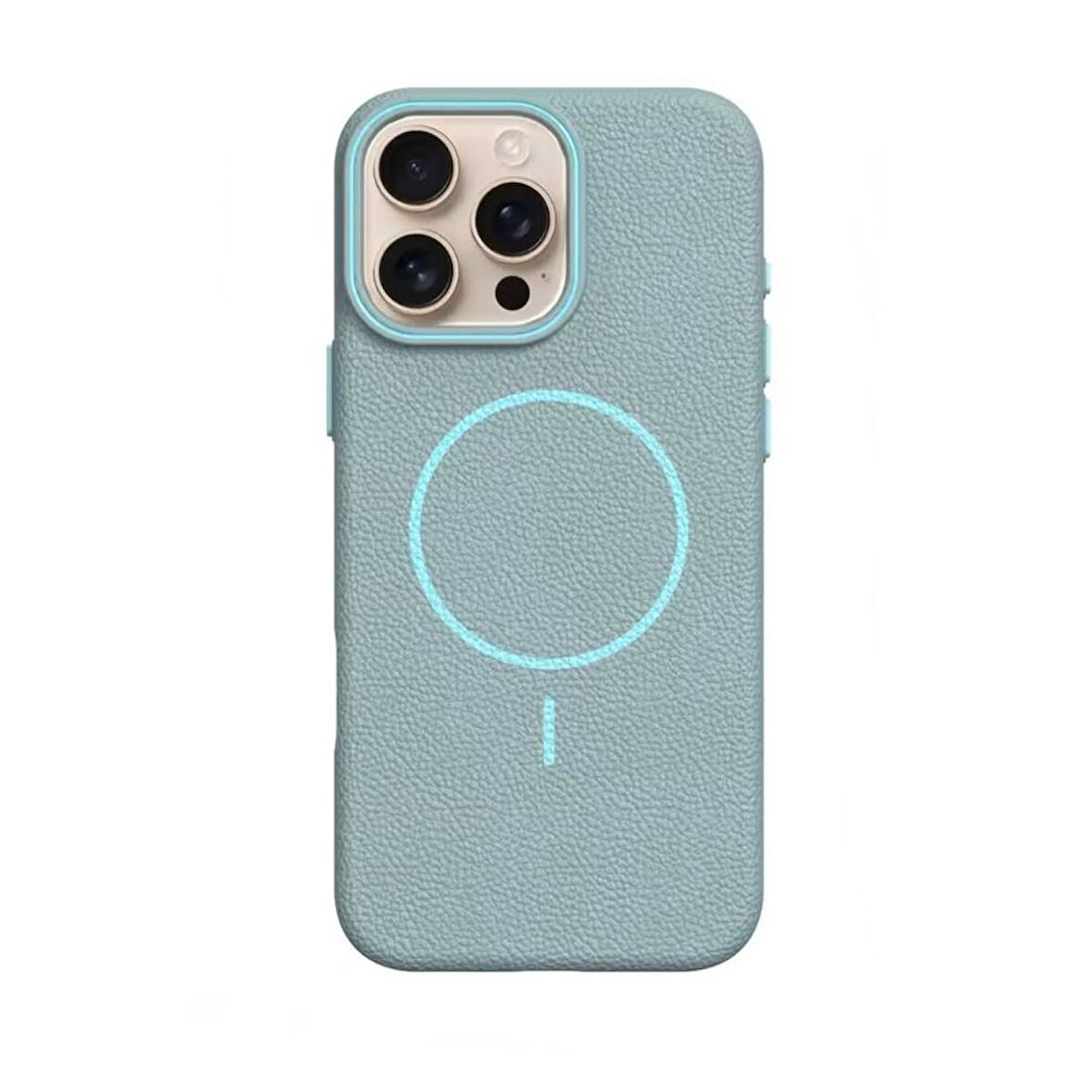 Gpack iPhone 16 Pro Max uyumlu Kılıf Deri Desen M-Safe Özellikli Lichee Silikon