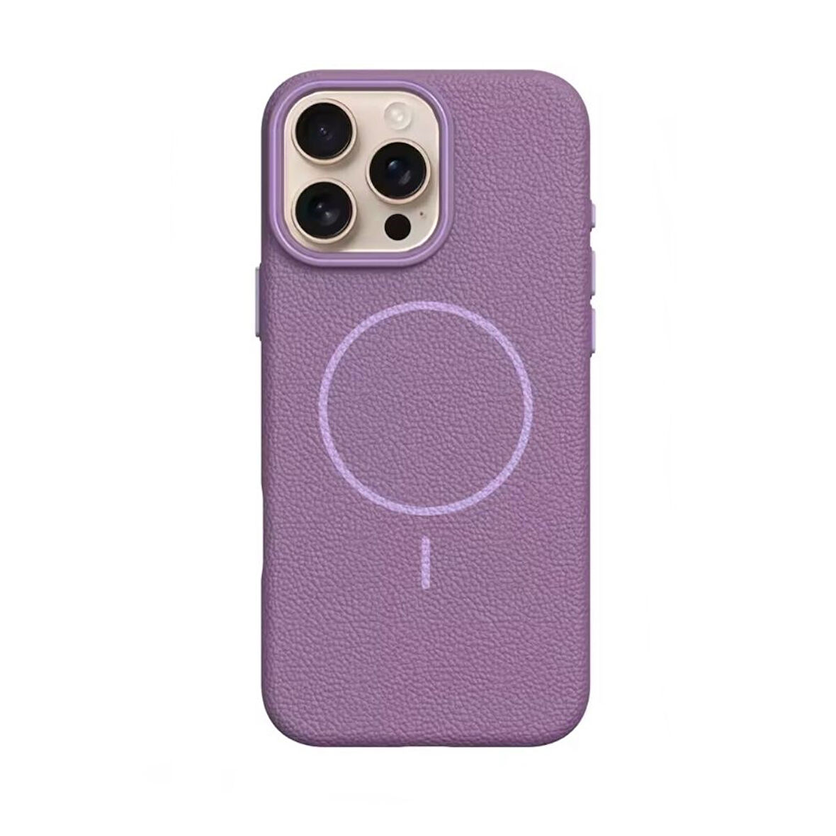 Gpack Apple iPhone 15 Pro uyumlu Kılıf Deri Desen M-Safe Özellikli Lichee Silikon