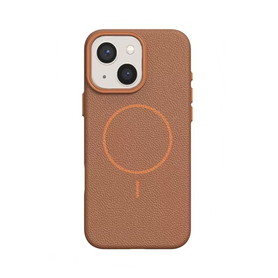Gpack Apple iPhone 15 uyumlu Kılıf Deri Desen M-Safe Özellikli Lichee Silikon
