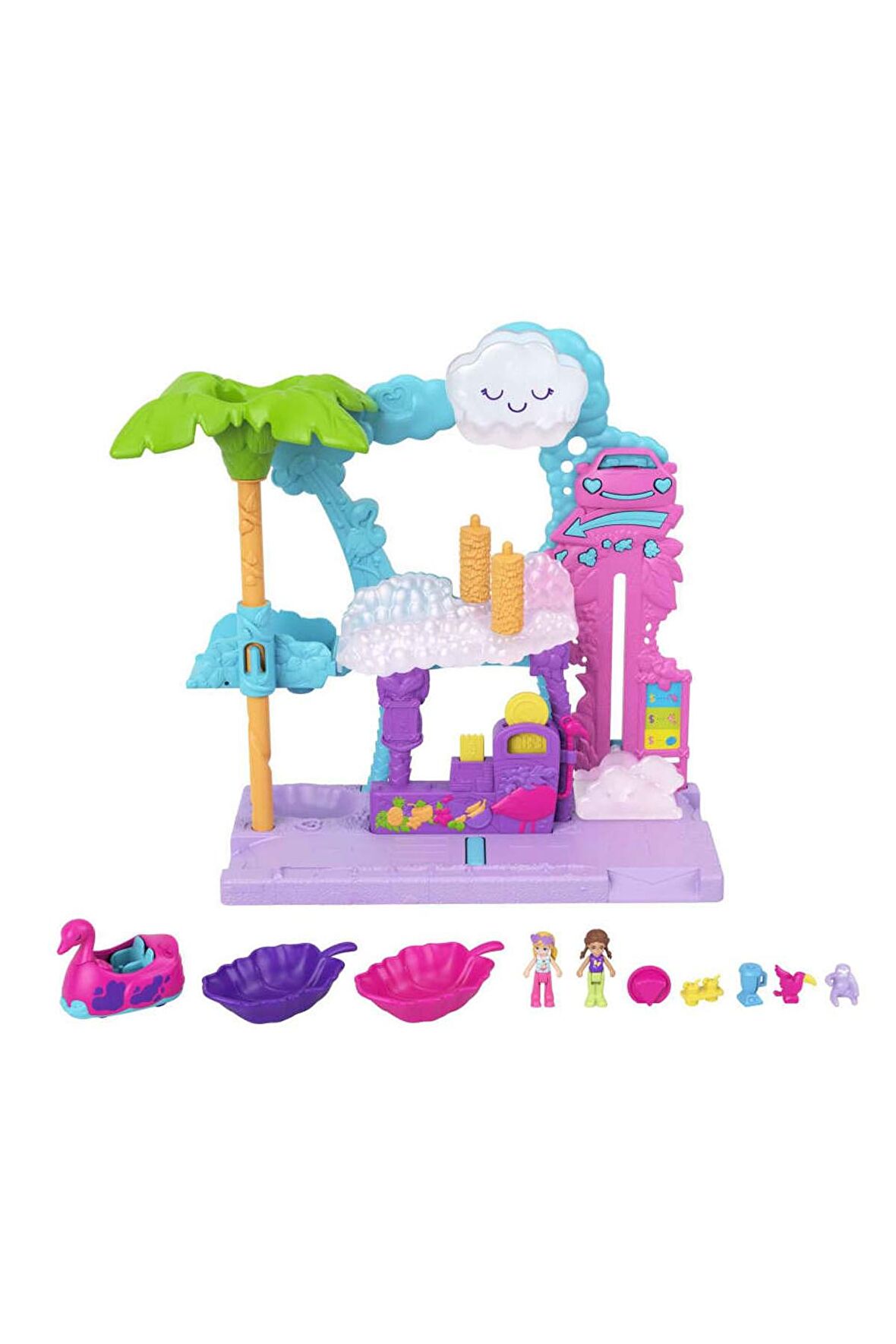 HHJ05 Polly Pocket Flamingo Araba Su Eğlencesi Seti