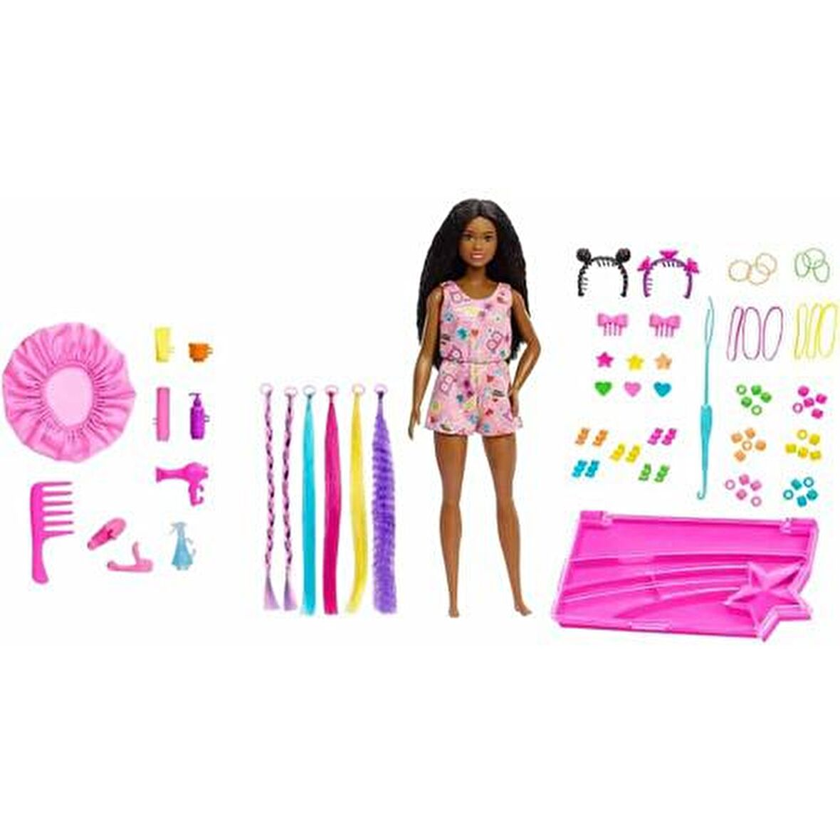 Barbie Brooklyn Eğlenceli Saçlar Oyun Seti HHM39 Lisanslı Ürün