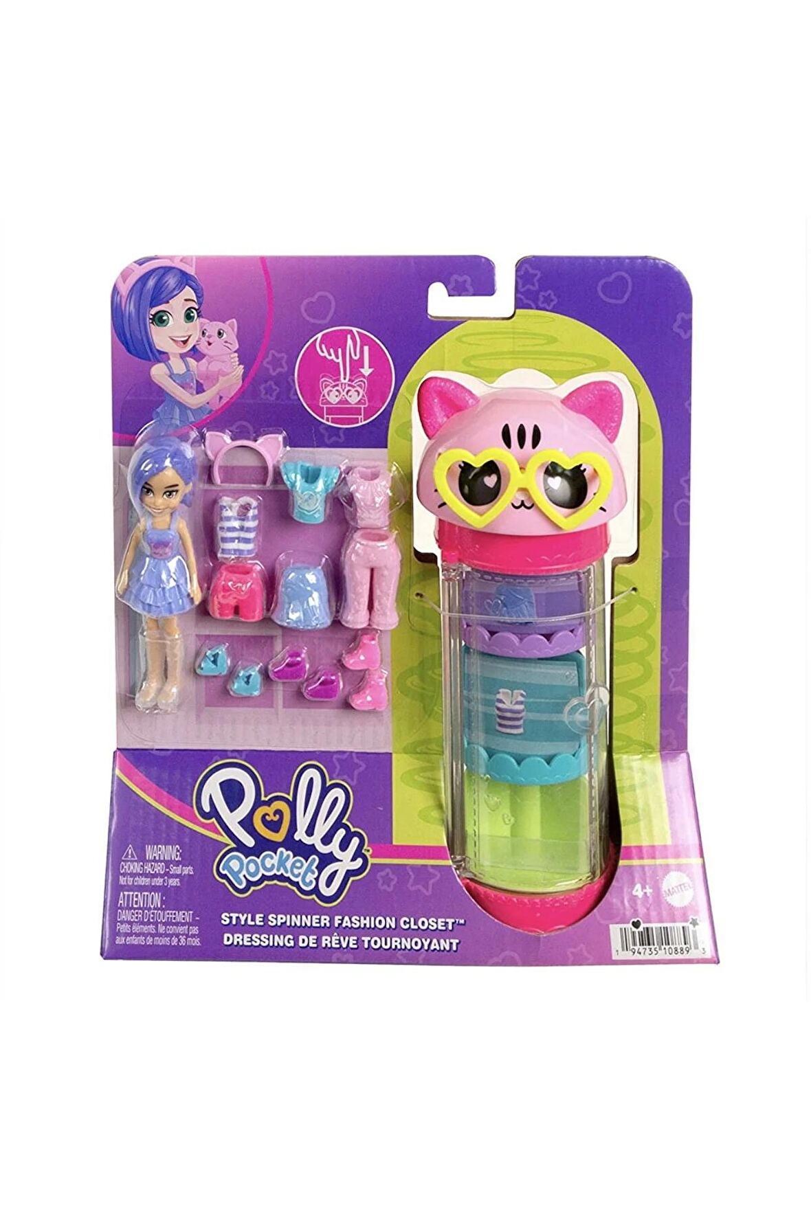 Polly Pocket - Style Spinner Moda Dolabı Kedi