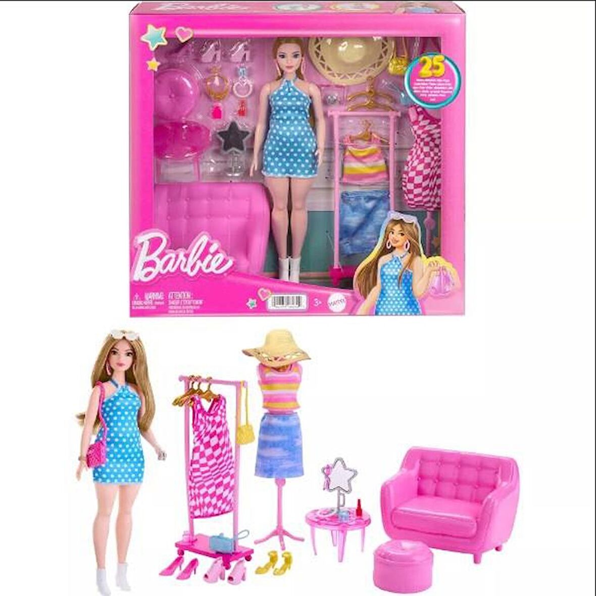 Barbie'nin Kıyafet ve Aksesuar Askısı HPL78 Lisanslı Ürün