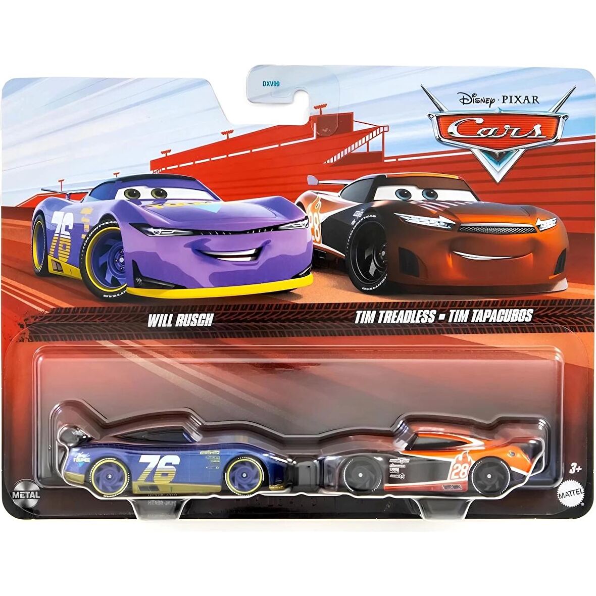 Disney Pixar Cars Will Rusch ve Tim Treadless 2'li Araba DXV99-HTX08