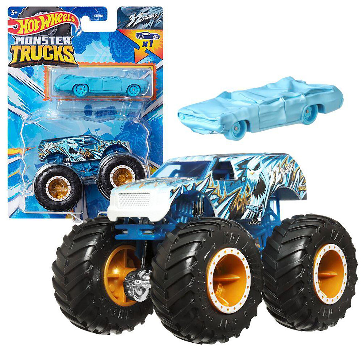 Hot Wheels Monster Trucks ve Araba Seti 1:64 Arabalar 32 Degrees GRH81-HWN35
