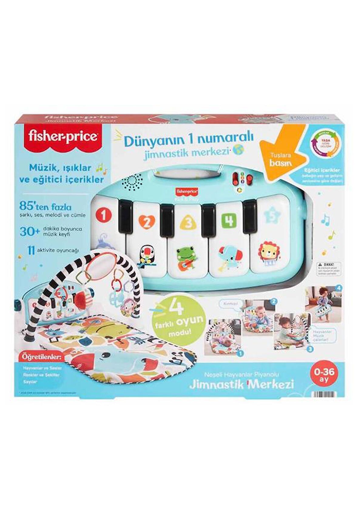 Fisher Price Sesli ve Işıklı Neşeli Hayvanlar Piyanolu Oyun Halısı HWY49