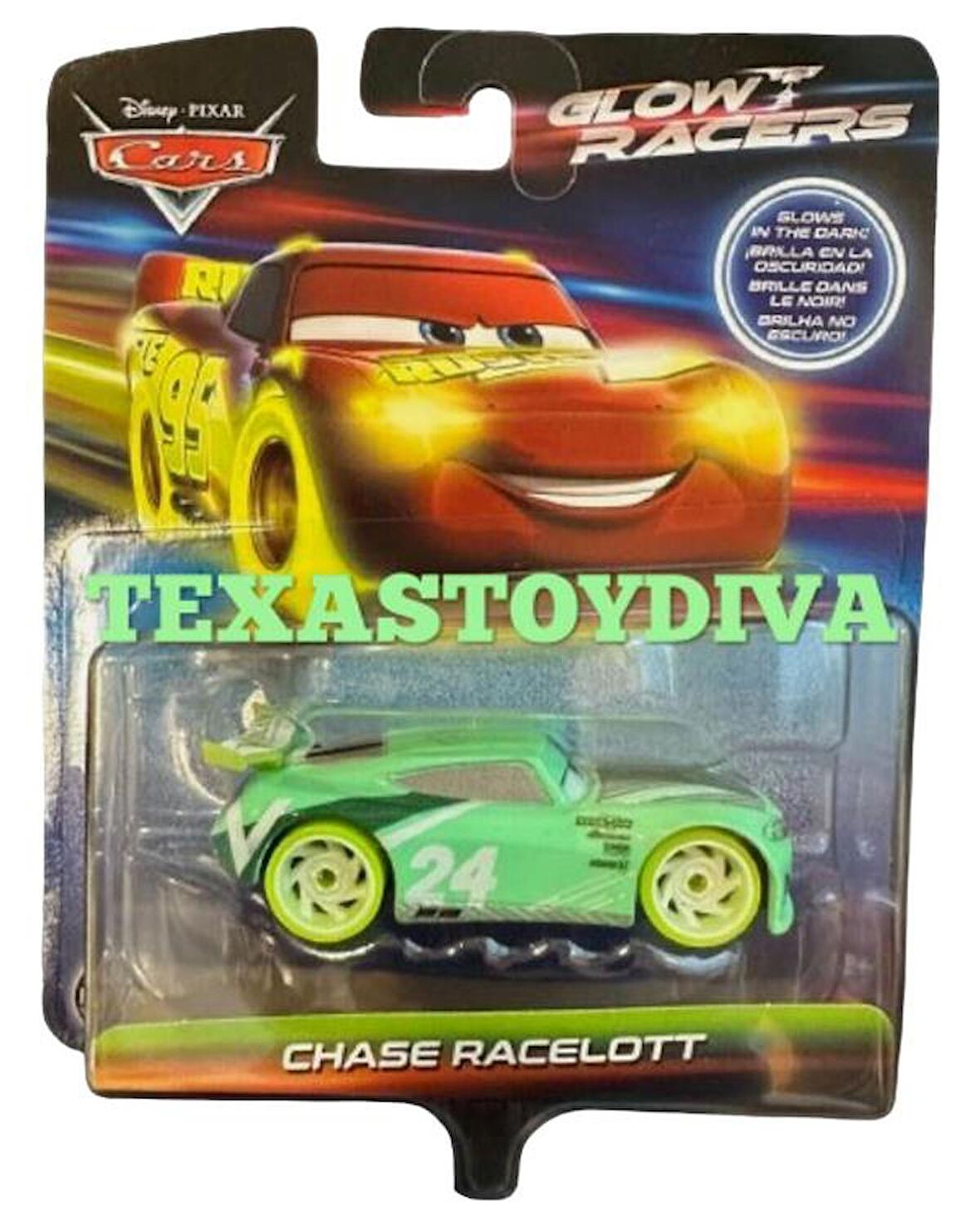 Disney Cars Karanlıkta Parlayan Yarışçılar Tekli Karakter Araçlar Chase Racelott HYM84