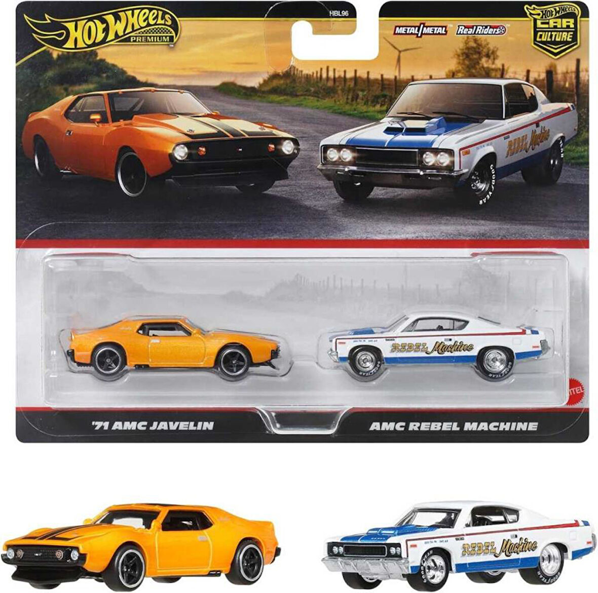 1:64 Hot Wheels Premium Car Culture 2'li Paket 71 AMC JAVELIN  & AMC REBEL MACHINE HBL96 - JBL06