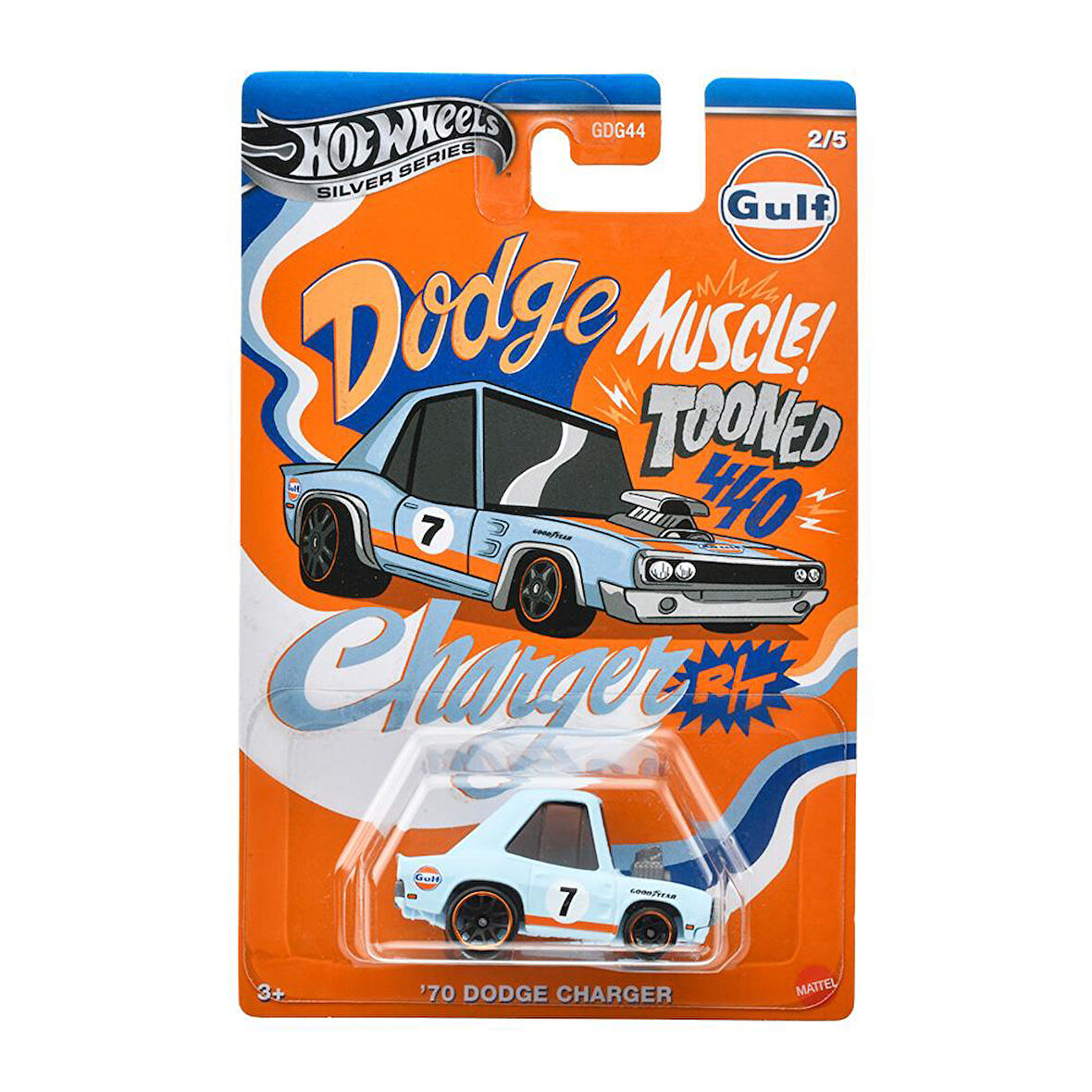 Hot Wheels Silver Series Tooned Gulf Racing - 70 Dodge Charger JCB63