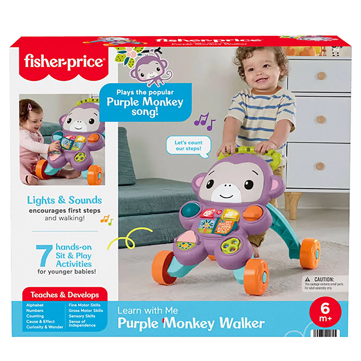 Fisher-Price Benimle Öğren Mor Maymun Yürüteç