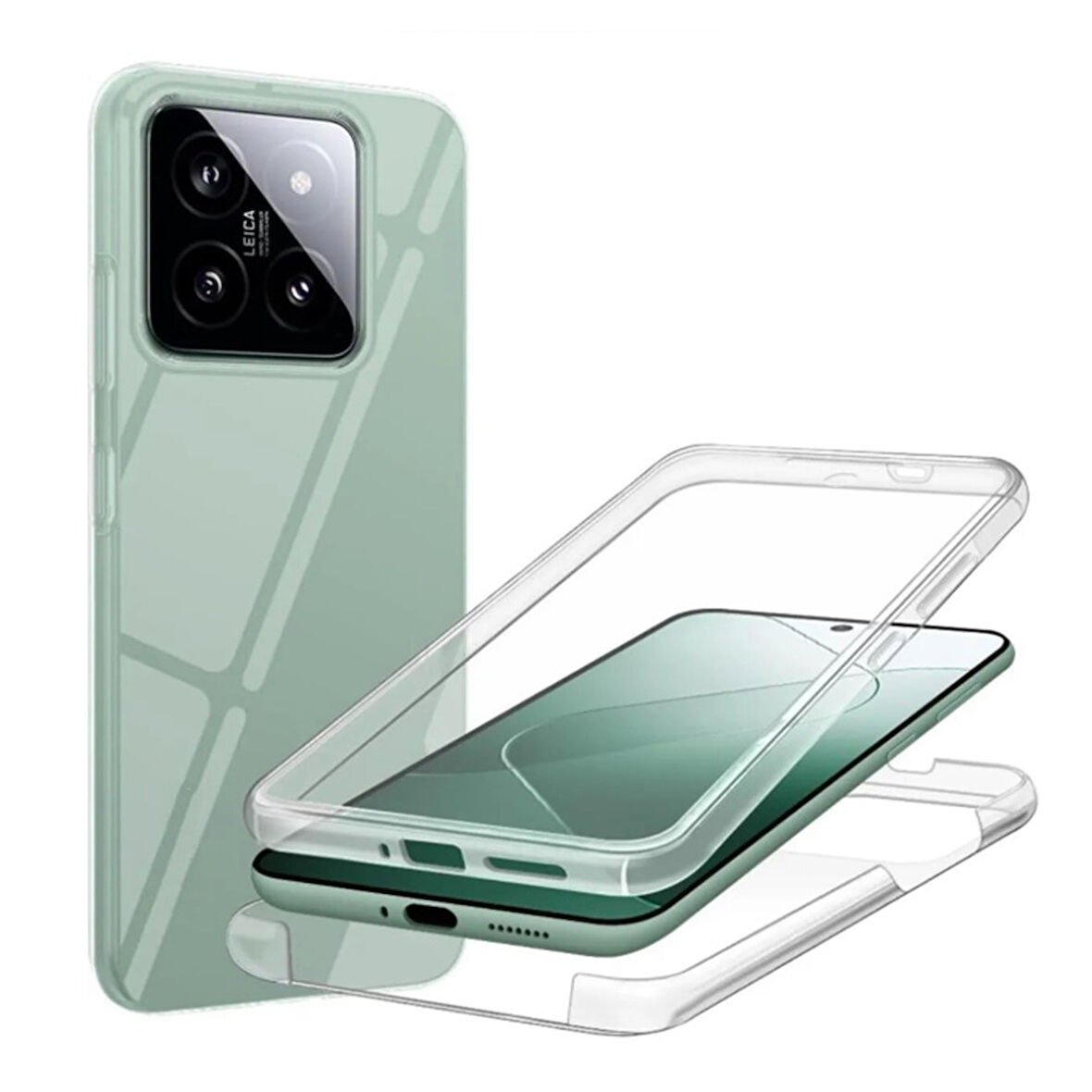 Gpack Xiaomi Mi 14 uyumlu Kılıf Ön Arka Şeffaf Silikon Koruma