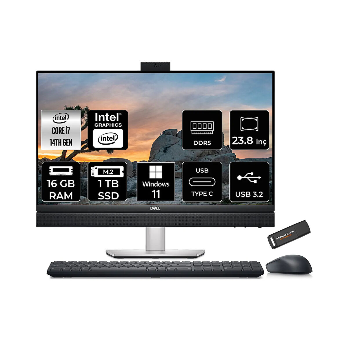 Dell Optiplex 7420 Plus i7 14700 16GB DDR5 1TB SSD UHD Graphics 770 23.8" FHD W11H All in One PC