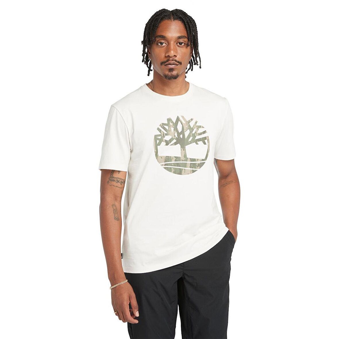 Timberland Camo Tree Logo Short Sleeve Tee Erkek T-Shirt