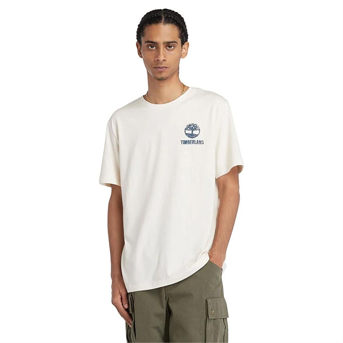 Timberland Short Sleeve Back Logo Graphic Tee Undyed Erkek T-Shirt