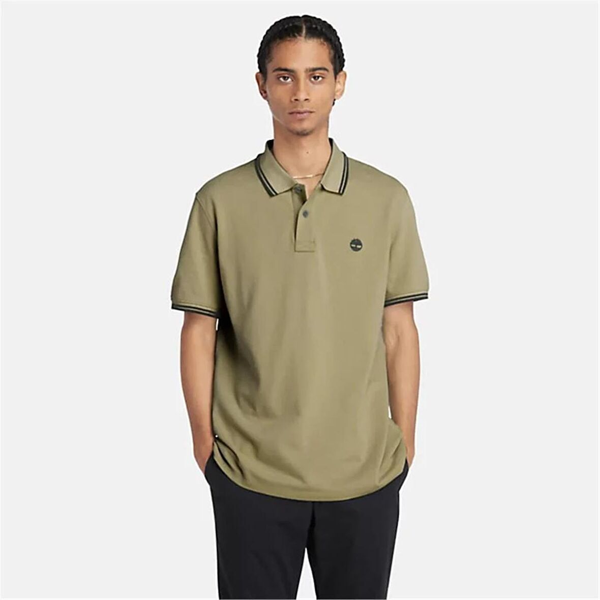 Timberland Tipped Pique Short Sleeve Polo Cassel Earth Erkek T-Shirt