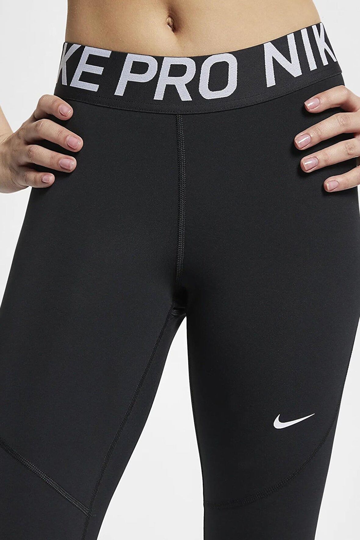 Nike Pro Normal Belli File Panelli Siyah Kadın Tayt