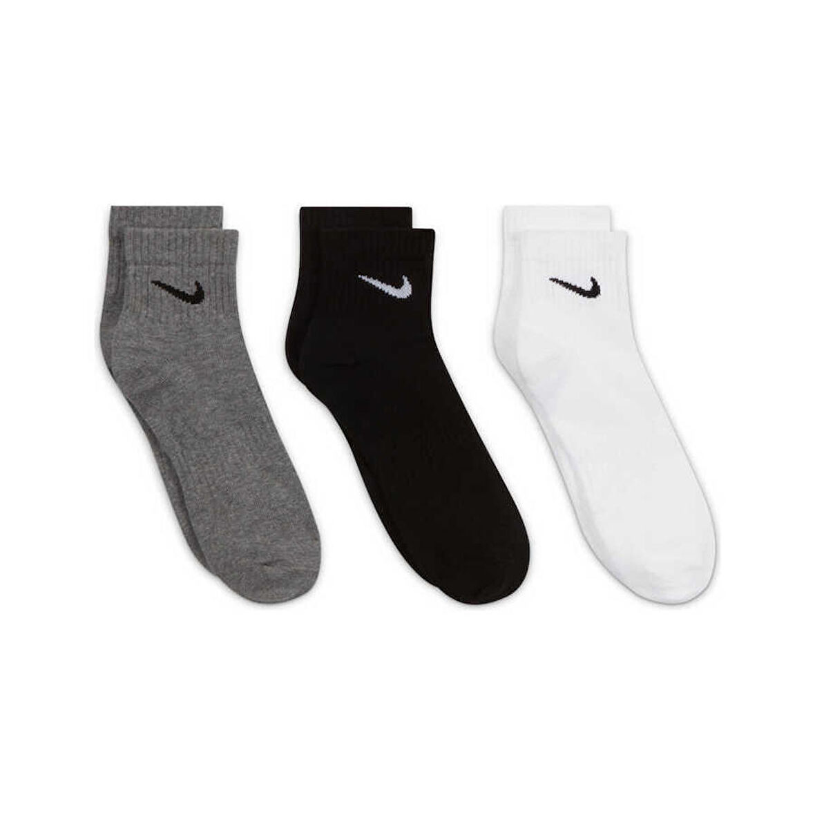 Nike U NK EVERYDAY LTWT ANKLE 3PR Siyah-Beyaz Erkek Çorap