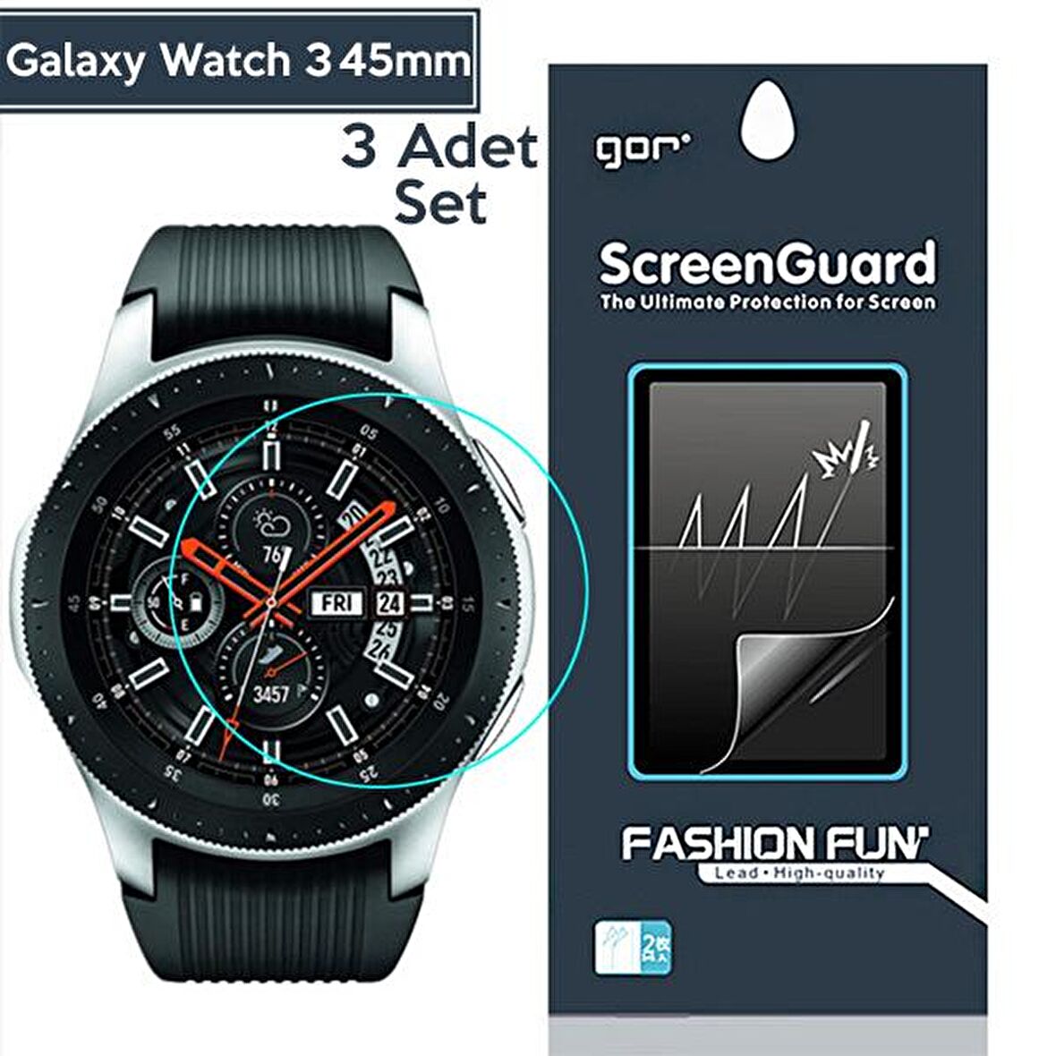 Gor Sm Galaxy Watch 3 45mm Darbe Emici Ekran Koruyucu 3 Adet Set