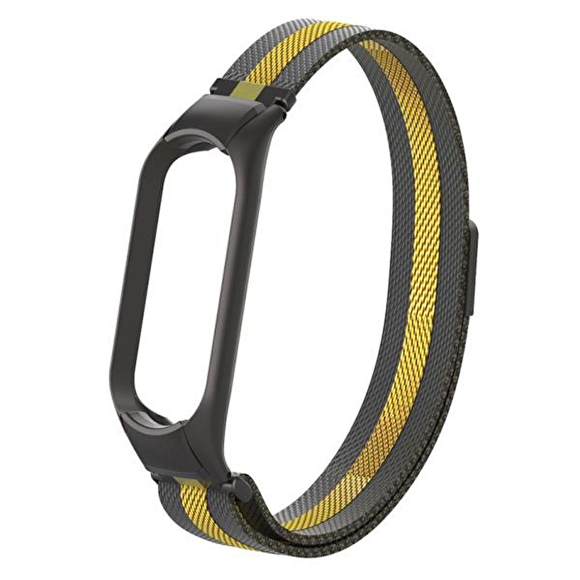 Xiaomi Mi Band 5 Metal Kayış Kordon Milano Loop SİYAH,GOLD