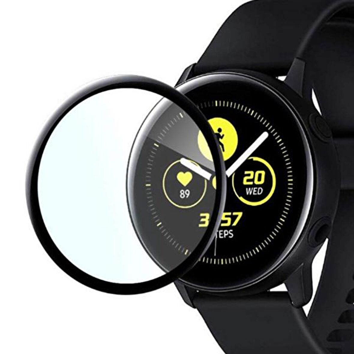 SM Galaxy Watch Active 1 R500 3D kavisli PC+PMMA Ekran Koruyucu SİYAH