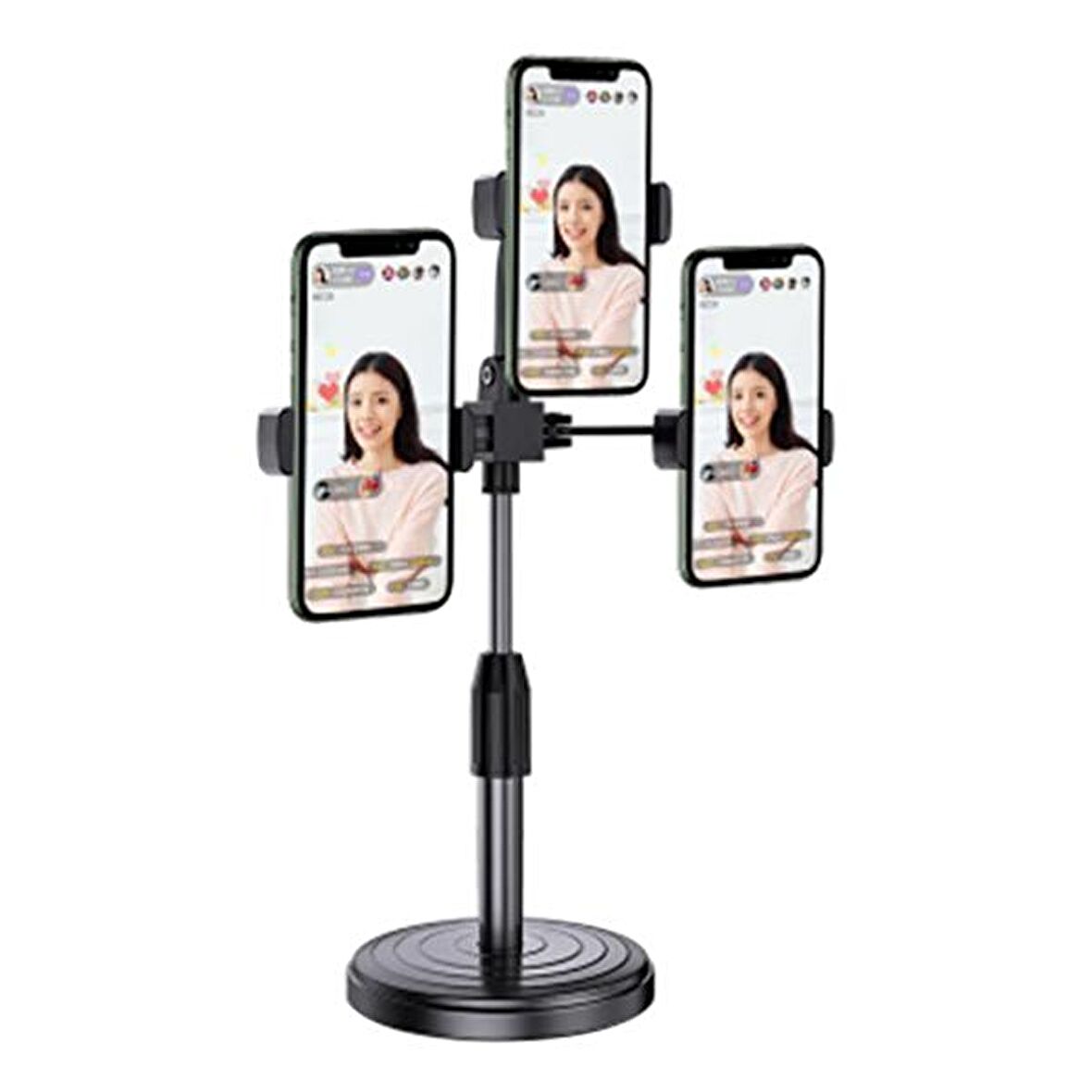 Ally Tripod Üçlü Telefon Tutucu Stand Youtuber, Canlı Yayın Selfie Tiktok Makeup SİYAH