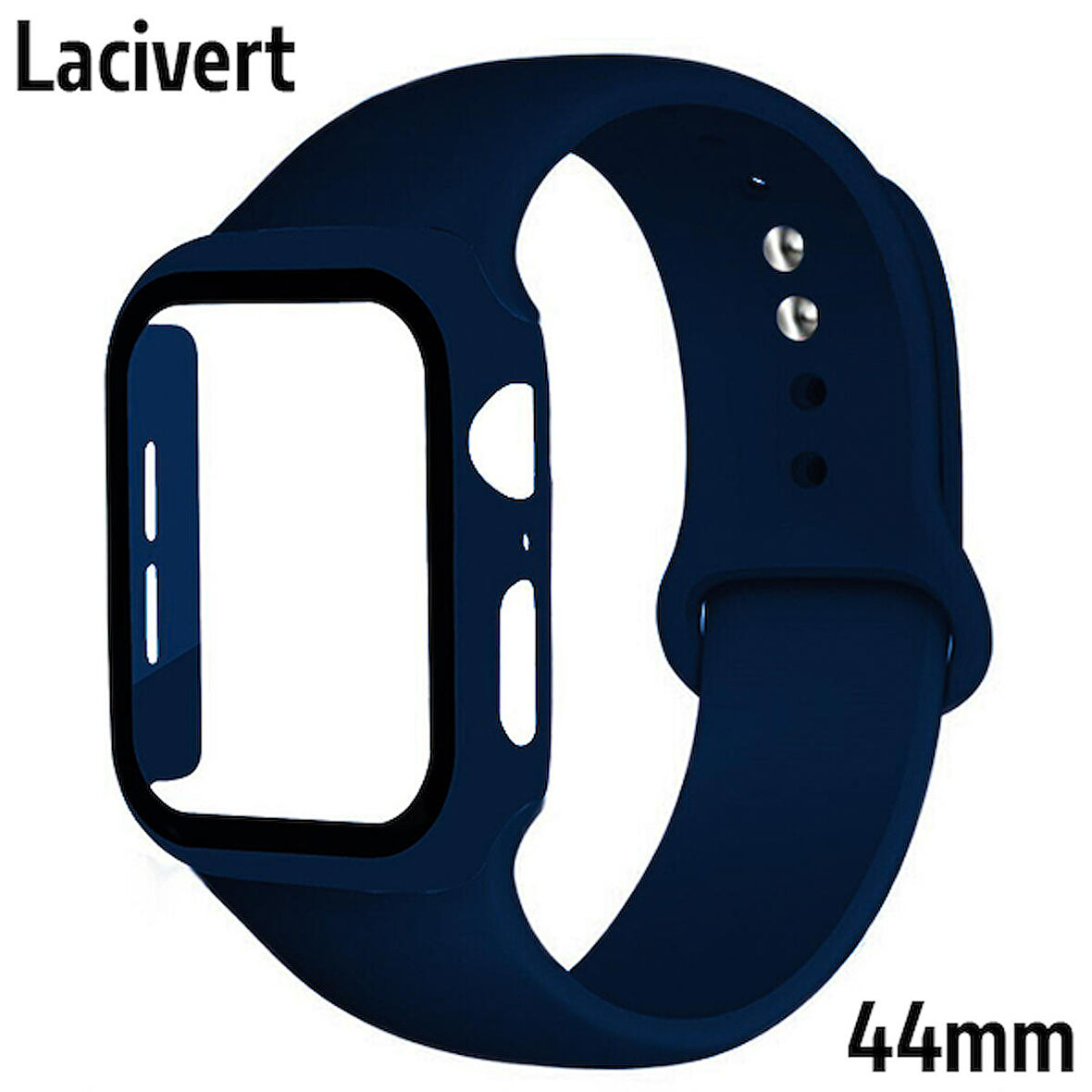 Apple Watch 4-5-6 44mm Silikon Kordon Kayış ve Ekran Koruyucu Kılıf