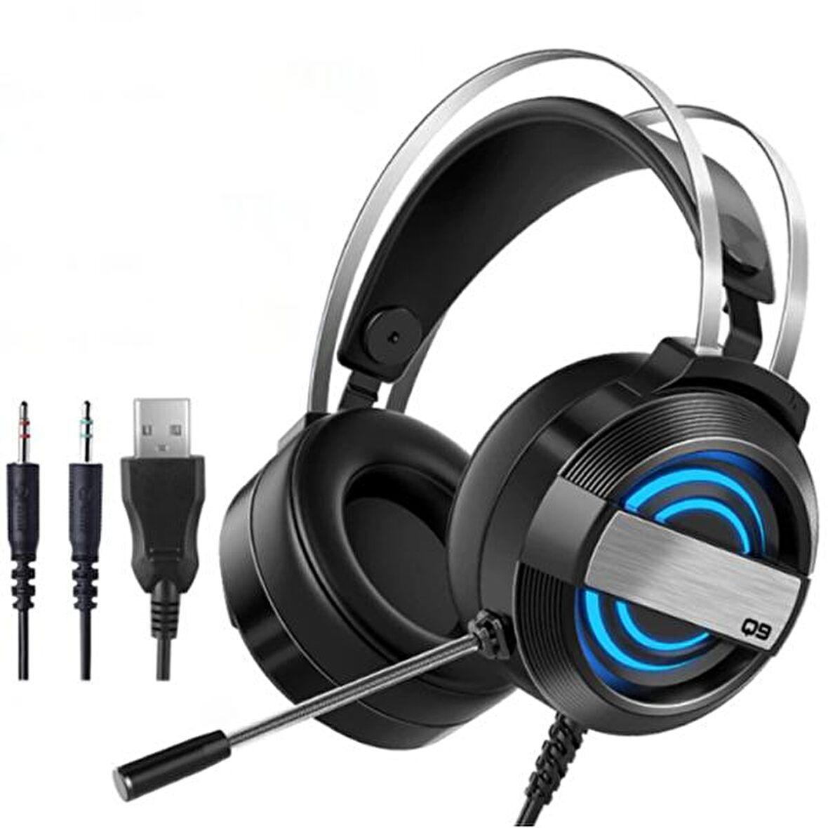 ALLY MC Q9 RGB Led Usb 7.1 3.5mm Jack Gaming Oyuncu Kulaklığı Mikrofonlu SİYAH