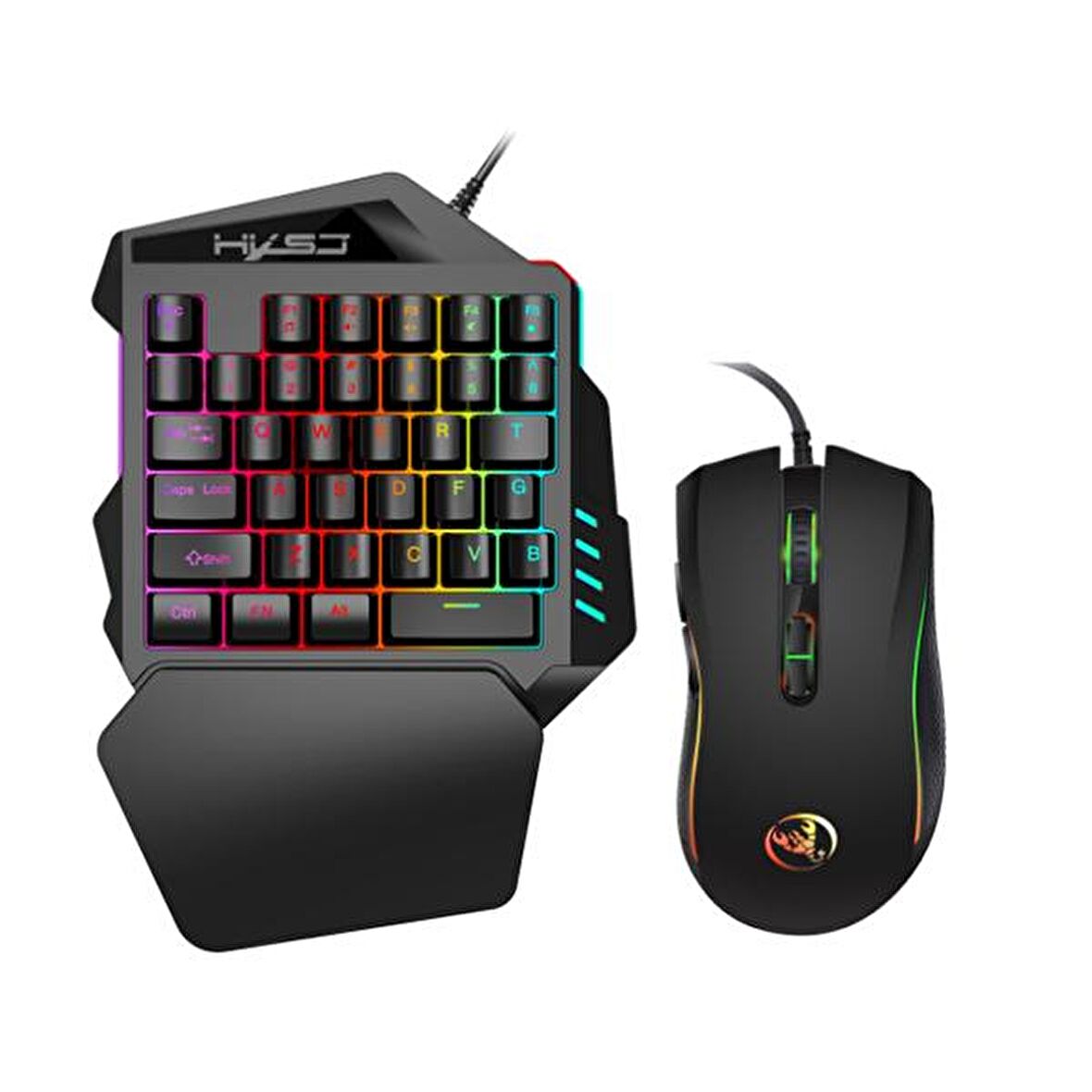 Ally HXSJ V100+ A869 Gaming 7200 DPI 7 RGB ışıklı Oyuncu Klavye+Oyuncu Mouse SİYAH