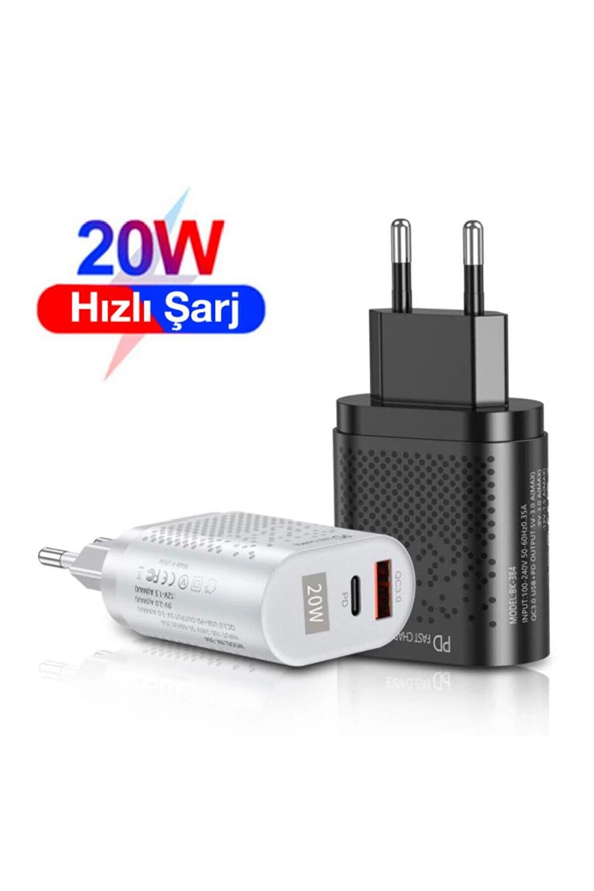 Uslion Bk-384 USB 20 Watt Hızlı Şarj Aleti Beyaz