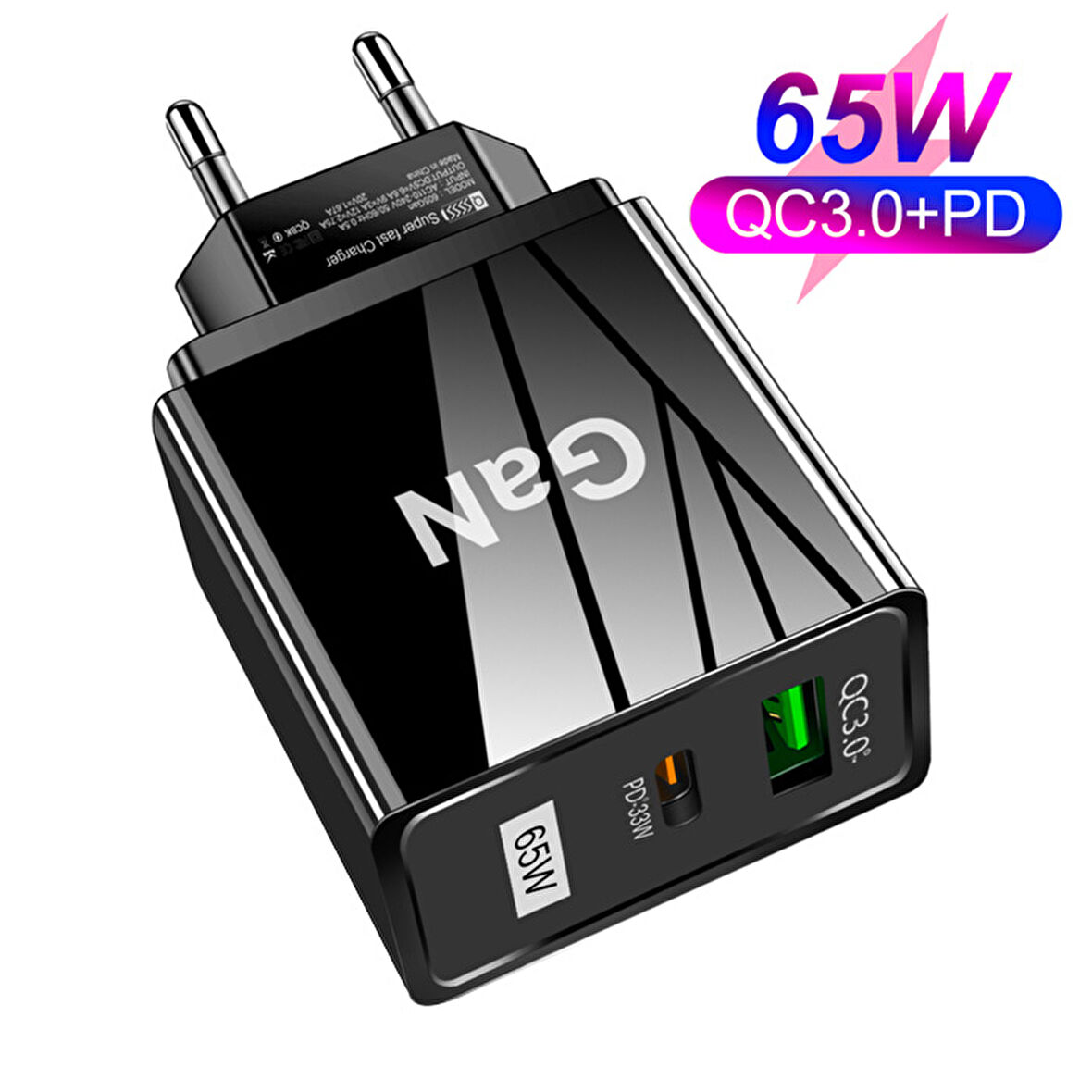 Ally GaN Type-C 65 Watt Hızlı Şarj Aleti Siyah