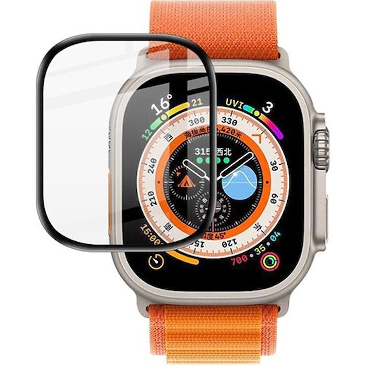 Ally Apple Watch Uyumlu Ultra 49MM 3D Full Kaplama Ekran Koruyucu Pet+Pmma AL-35738 