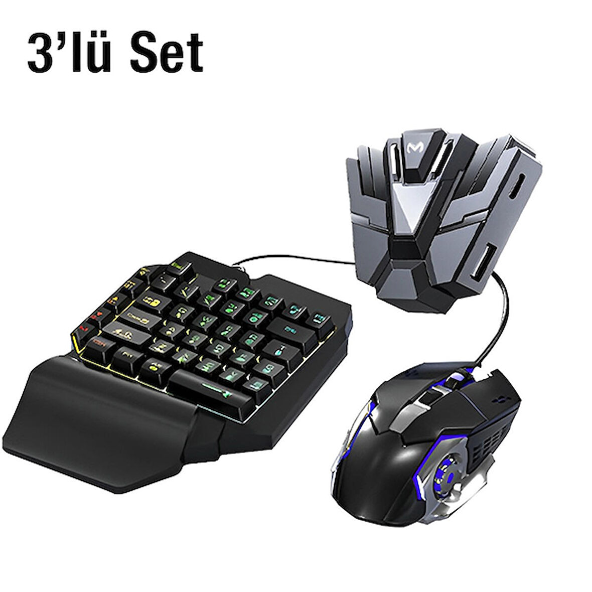 Memo ZH01 Pubg Oyun Konsolu 3in1-klavye Mouse Bağlayıcı 3 Lü Set