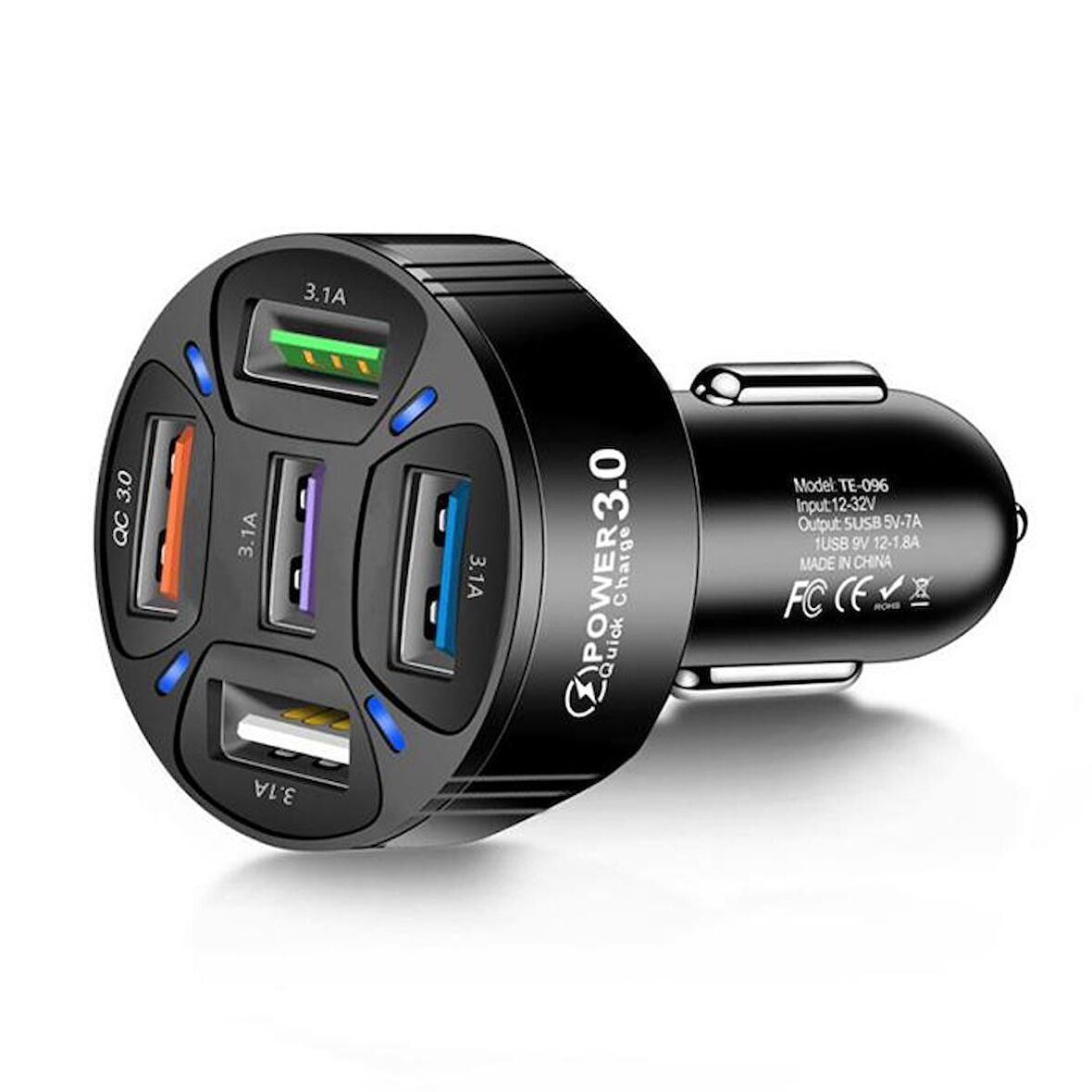 Ally Qc3.0 5 Port Çıkışlı Çoklu USB Araç Içi Çakmaklık Hızlı Şarj Başlığı