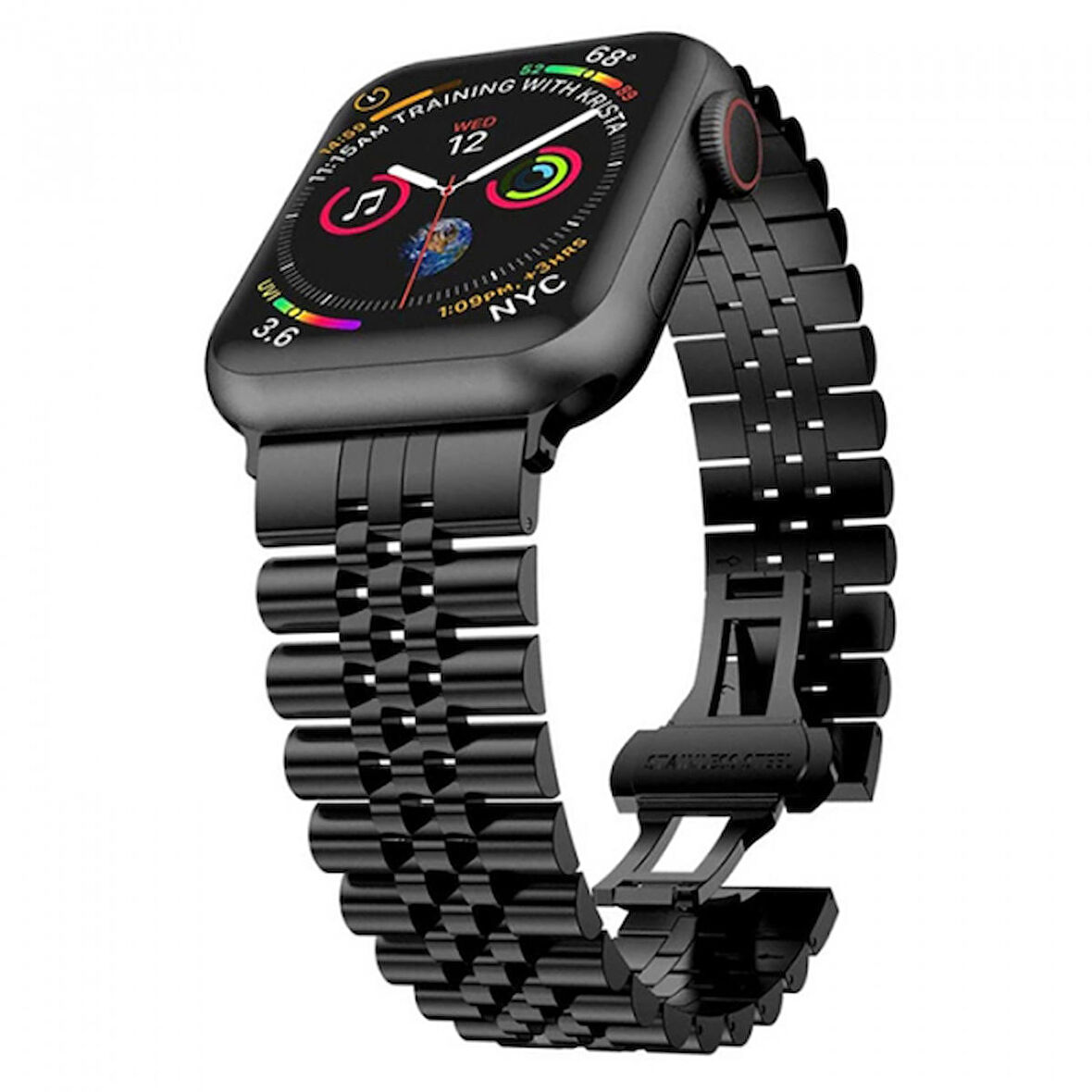 Ally Apple Watch 7-8 41mm 6-5-4 40mm Kayış Kordon Paslanmaz Çelik 3-2-1 38mm