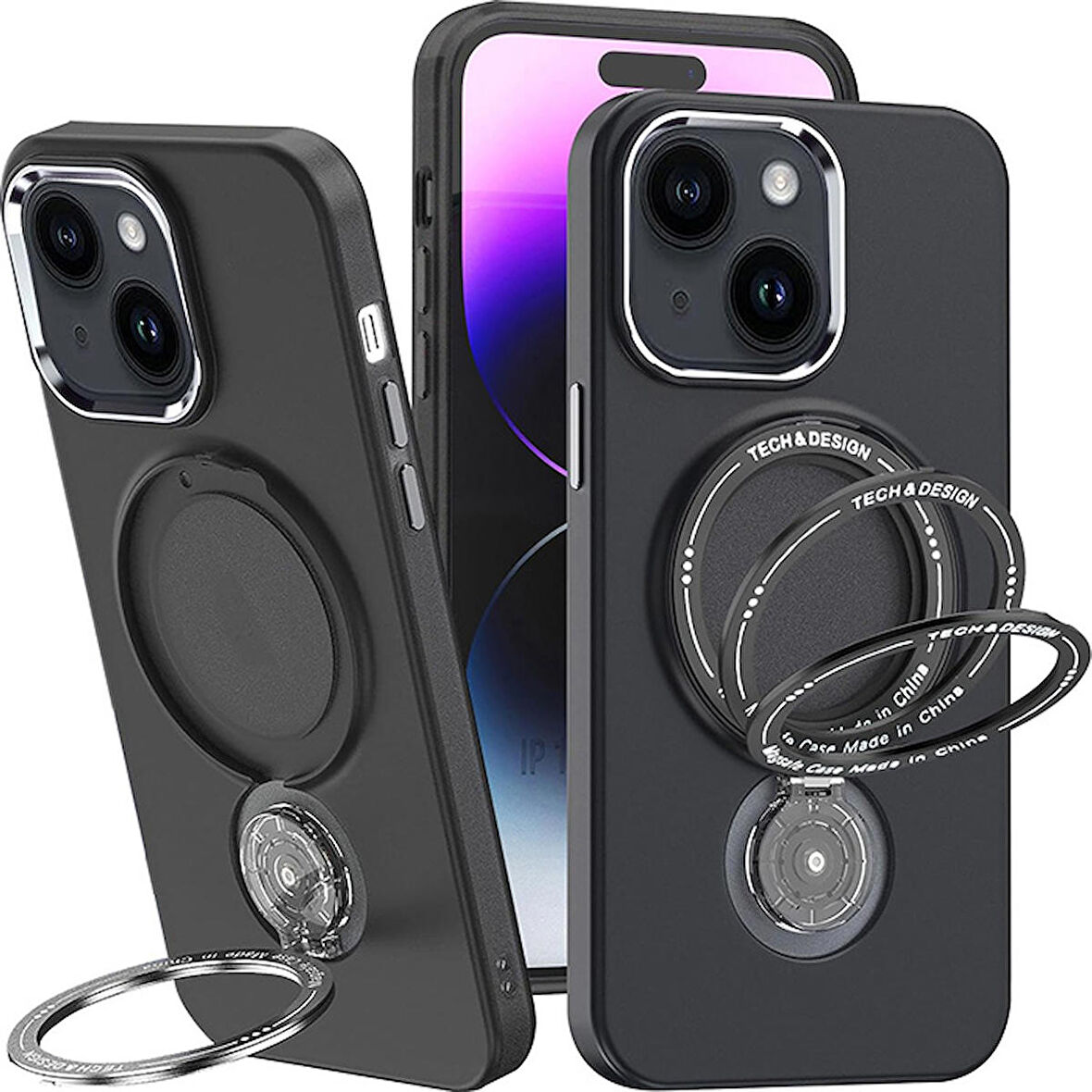 iPhone 15 Plus İçin Magsafe Uyumlu Standlı Manyetik Silikon Kılıf