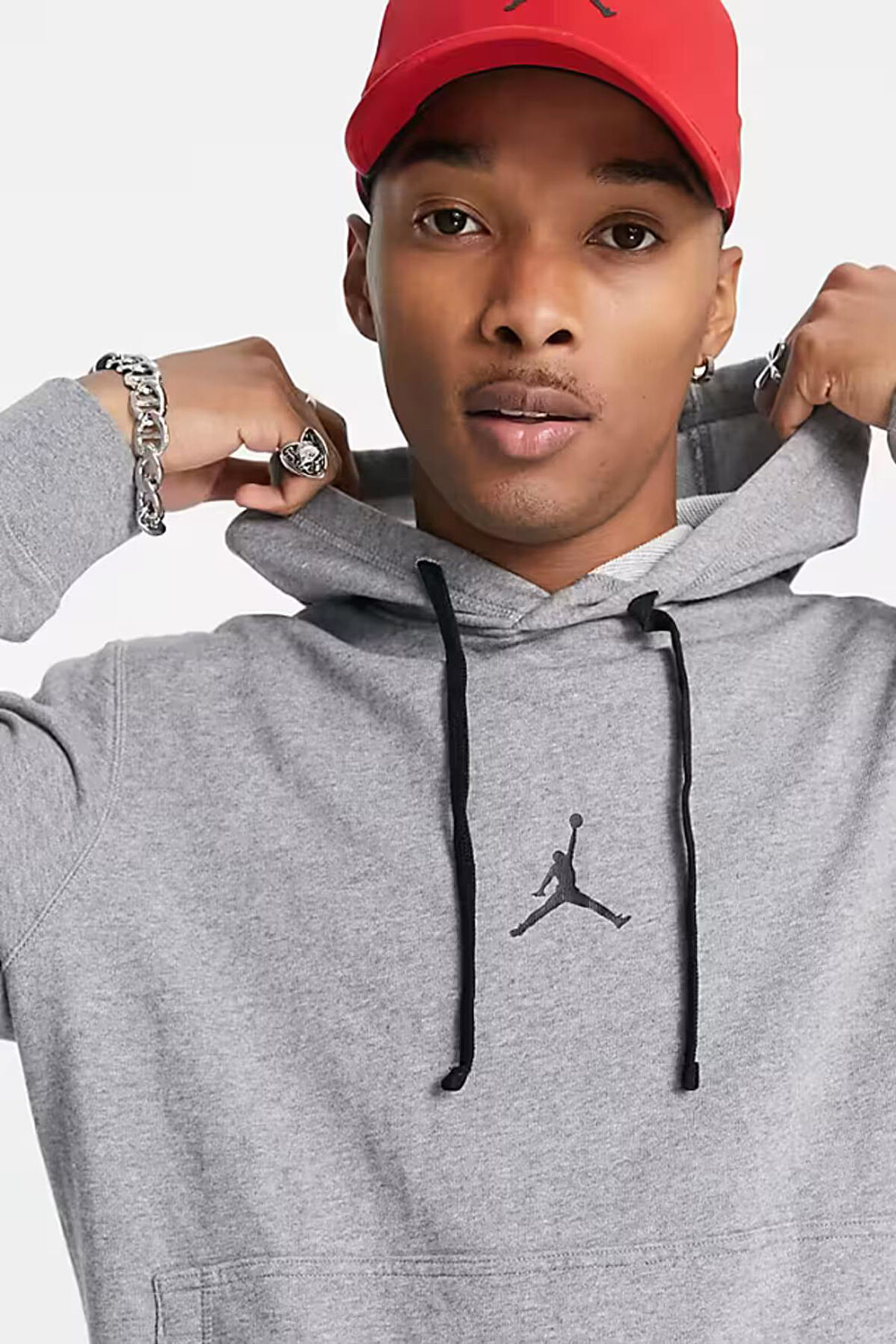 Nike Air Jordan Hoodie Dri-Fit Bol Kesim Erkek Gri Sweatshirt
