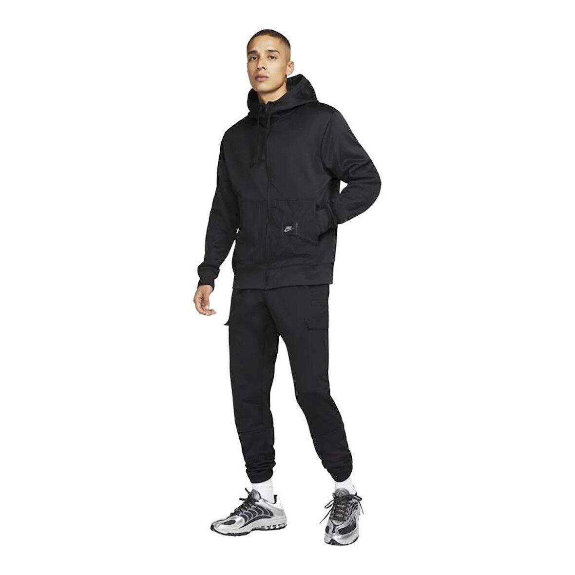 Nike DO2632-010  Sportswear Dri-Fit Sport Utility Pack Fleece Full-Zip Hoodie Erkek Siyah Sweatshirt