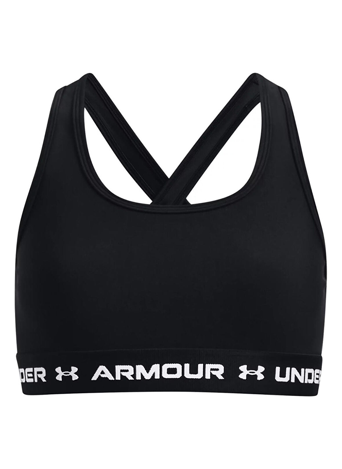 Under Armour Siyah Kız Çocuk Bisiklet Yaka Kolsuz Dar Düz Sporcu Büstiyer 1369971-001 G Crossback Mid Solid