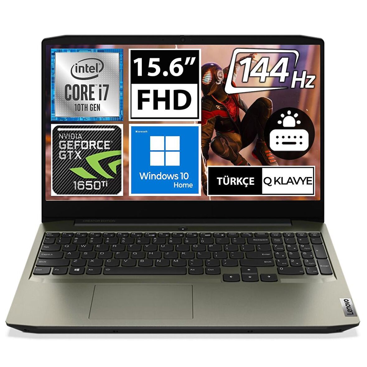 Lenovo Ideapad Creator 5 82D4005HTX Harici Ekran Kartı Nvidia GeForce GTX 1650 Ti Intel Core i7 10750H 16 GB DDR4 512 GB 15.6 inç Full HD Windows 10 Home Notebook Dizüstü Bilgisayar