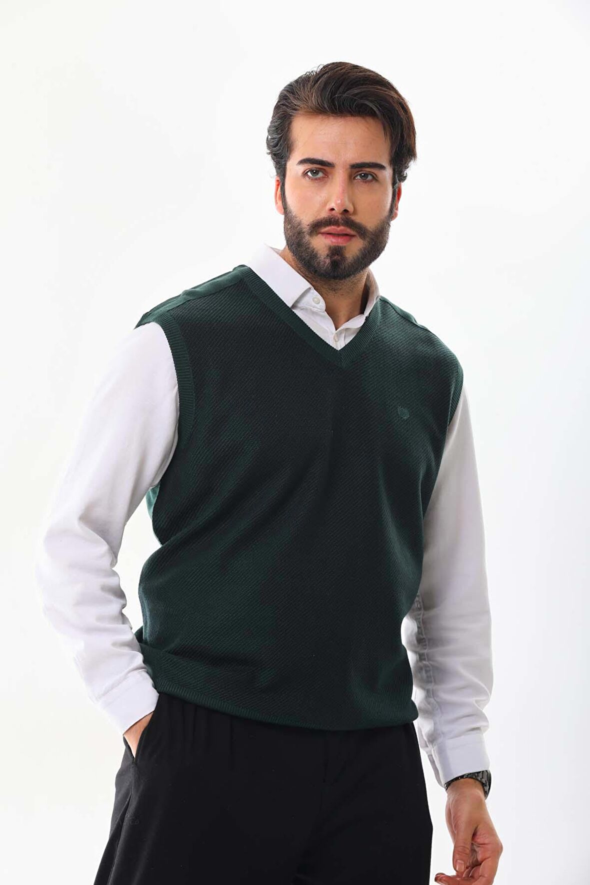 Pelikan Erkek V Yaka Süveter 9617 Yeşil