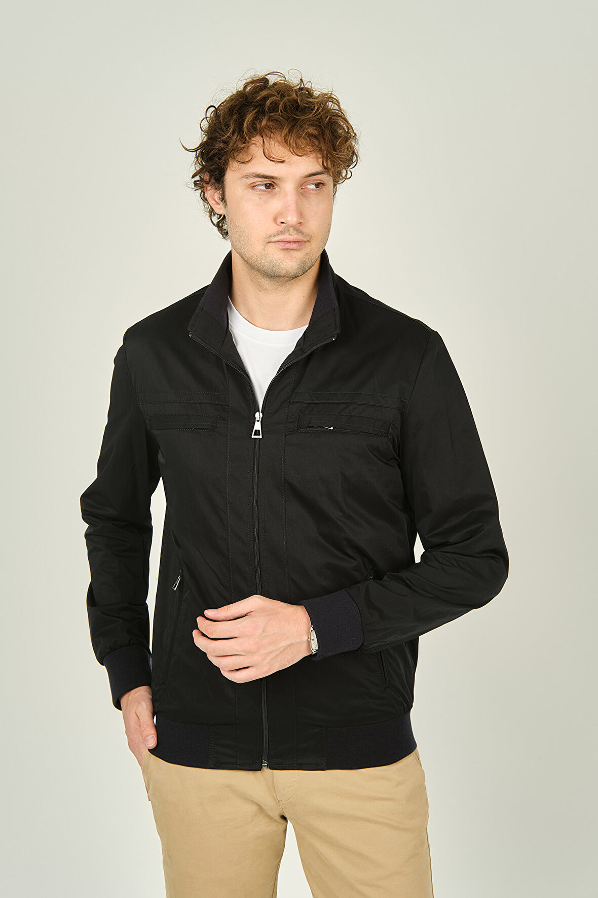 Daynax Erkek Hakim Yaka Fermuarlı Cep Detaylı Mevsimlik Spor Mont 4500 Lacivert