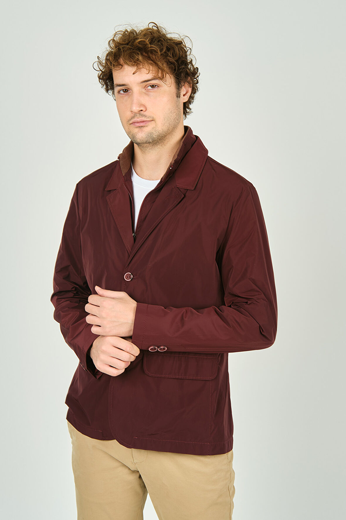 Daynax Erkek Çift Yaka Detaylı Düğme Kapamalı Ceket Mont 4900 Bordo