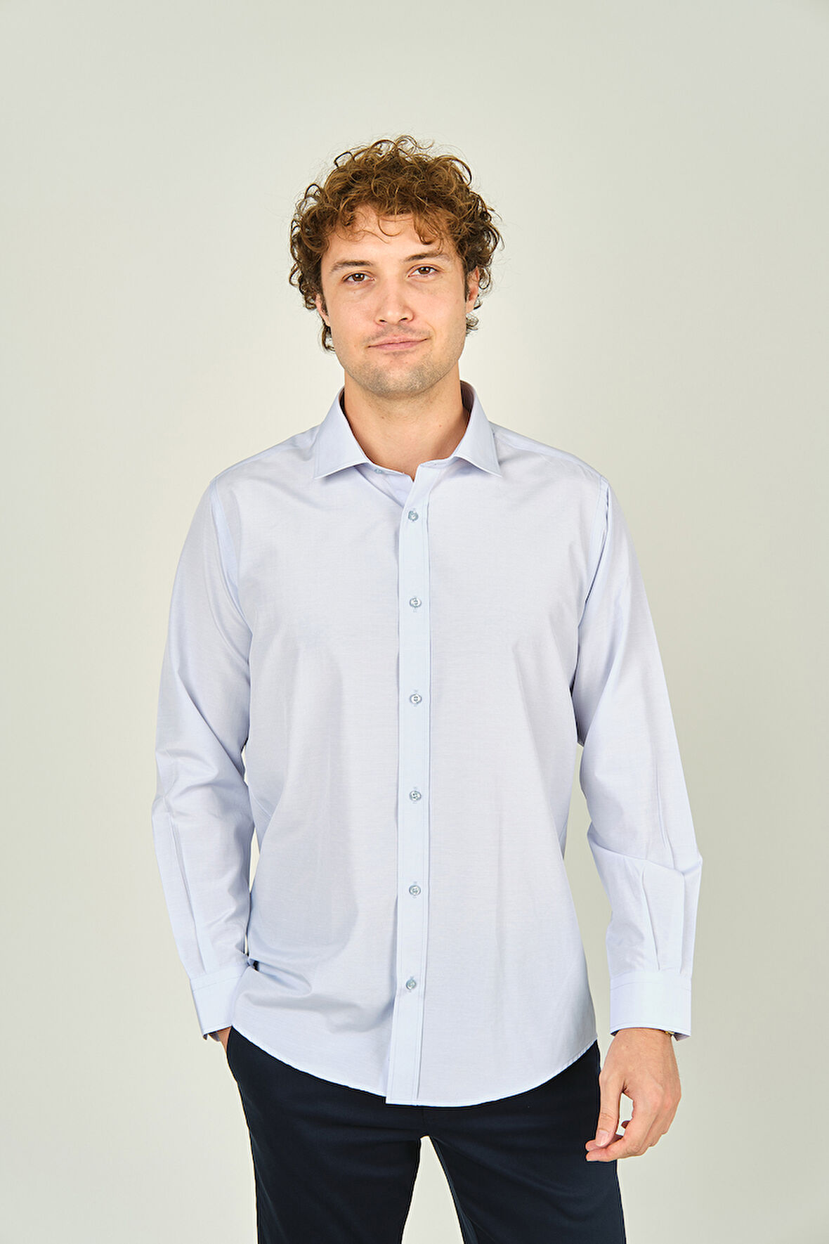 Figs Erkek Slim Fit Uzun Kollu Pamuklu Gömlek 0017 Açık Mavi